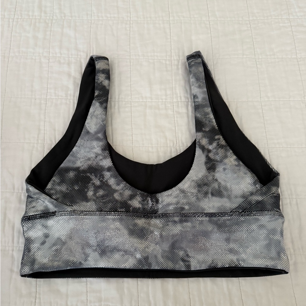 Lululemon Athletica Black and Gray Tie-Dye Sports Bra